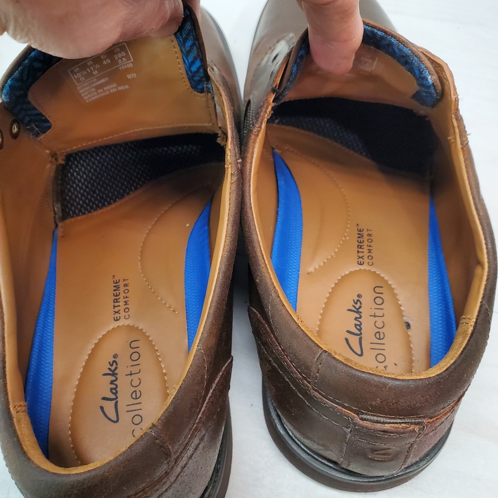 Clarks Collection Brown Leather Oxford Shoes Mens 11.5M Extreme Comfort Lace Up - Picture 14 of 16